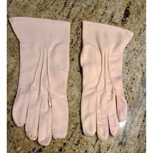 Vintage Shalimar  Nylon Pink Stitched  Gloves Size 7 1/2. Philipines. Read